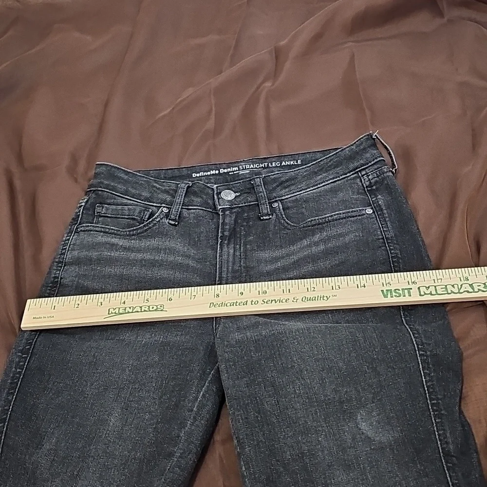 Chicos Black Jeans Define Me Denim Straight Leg Fringe Raw Hem Ankle Size 2 - Picture 4 of 7